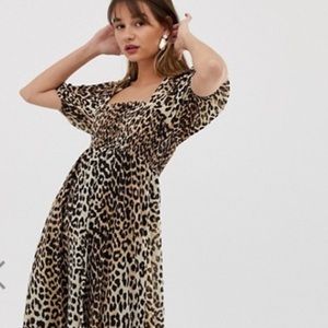 ASOS DESIGN shirred bustier maxi dress with puff